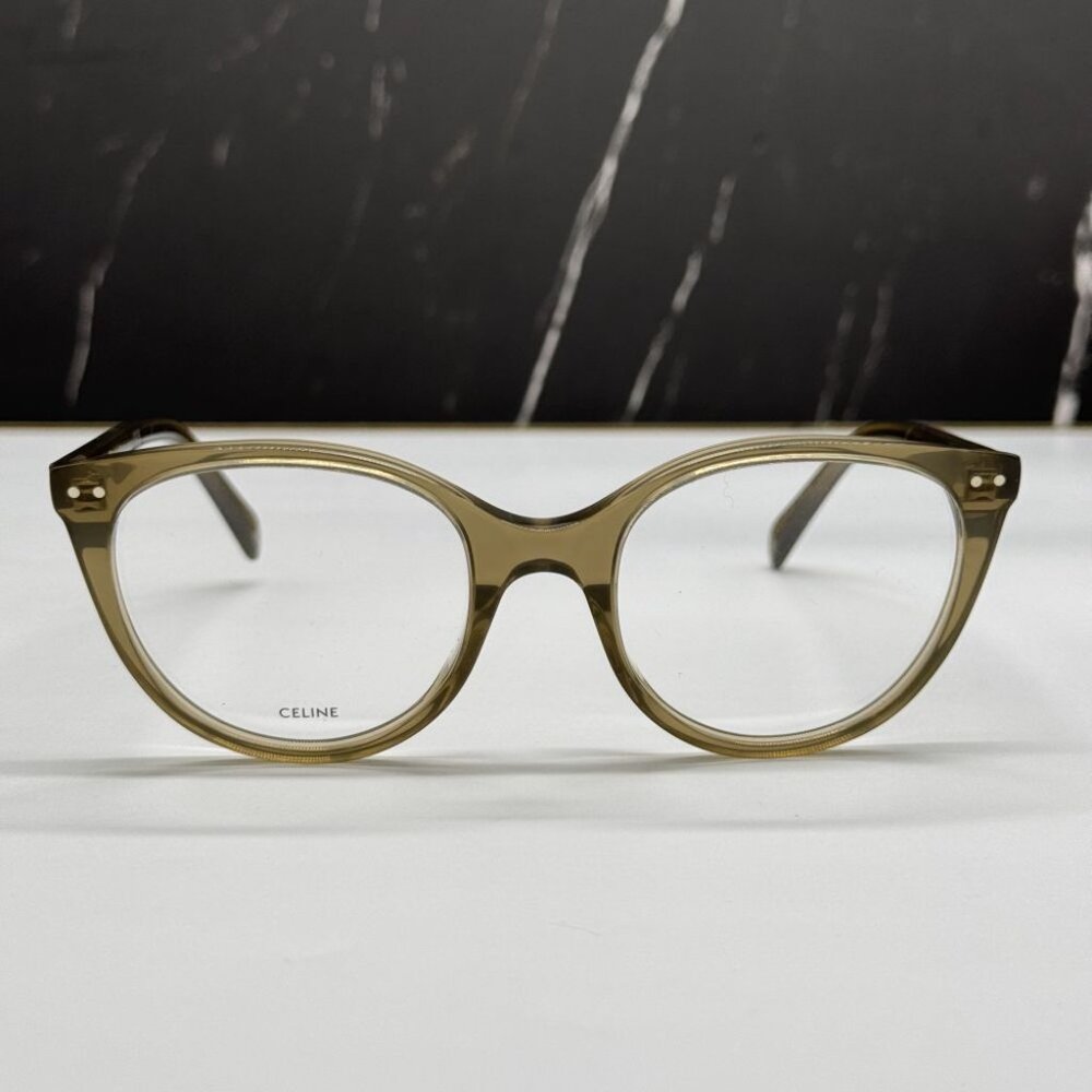 NEW CL50068I 093 CELINE WOMEN CAT EYE EYEGLASSES  KHAKI EYEWEAR CELINE - Picture 4 of 11